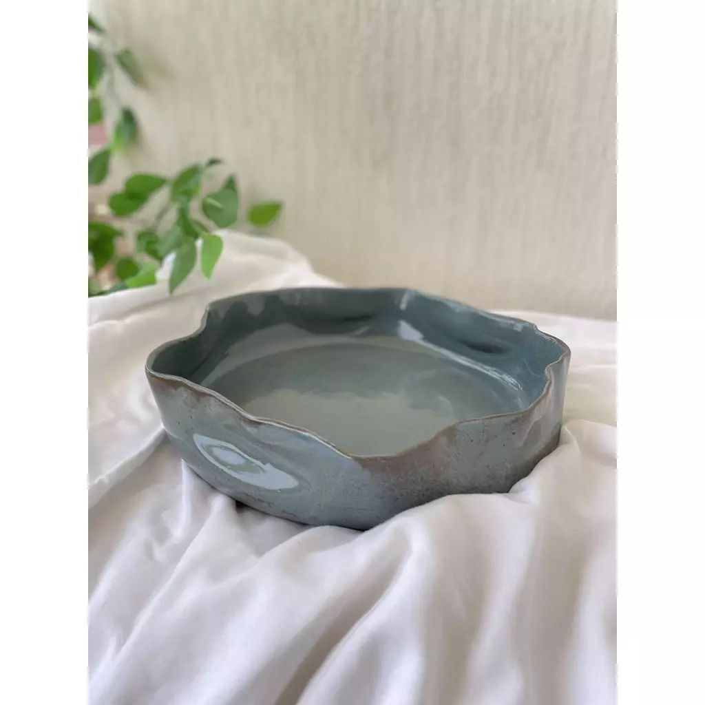 Deep-teal wavy platter