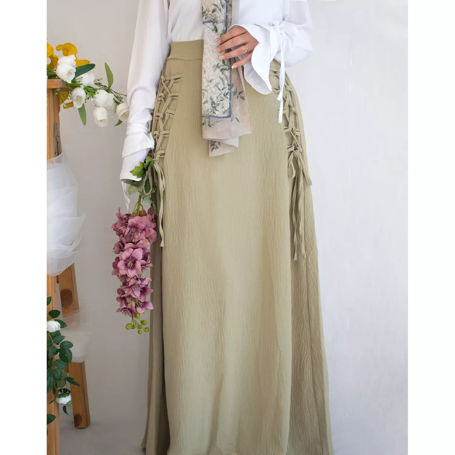 Bow-Me Skirt in Olive hover image