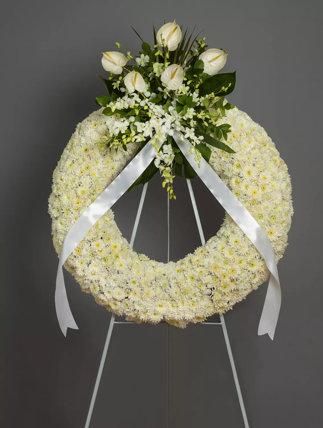Peaceful Flower Wreath with Orchids and Anthurium hover image