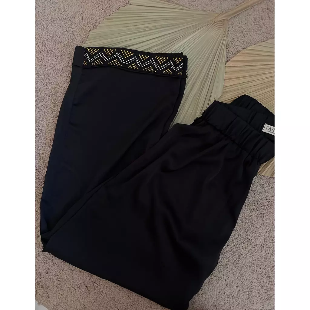 Silk Black pants with Tally Embroidery 