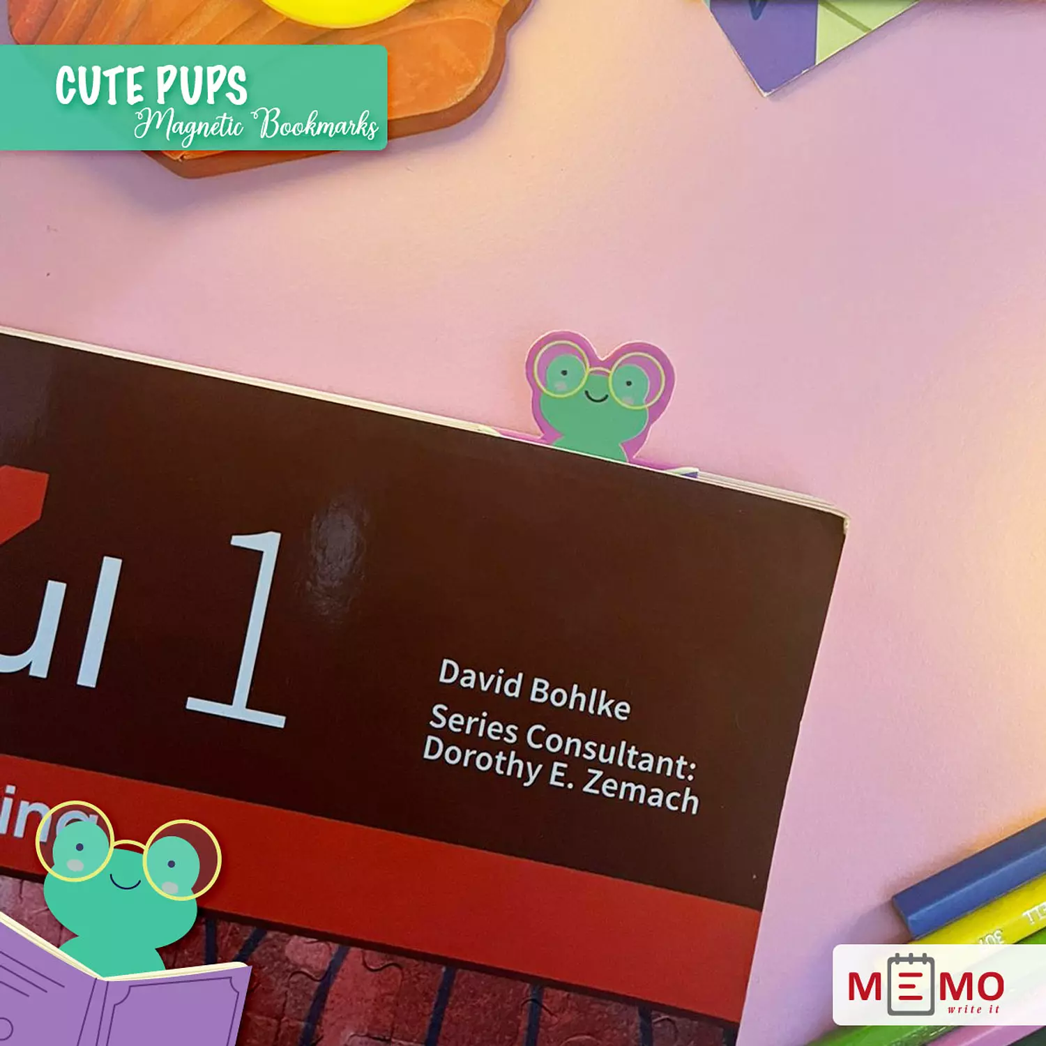 Memo Cute Pups Magnetic Bookmarks (4 pcs) 2
