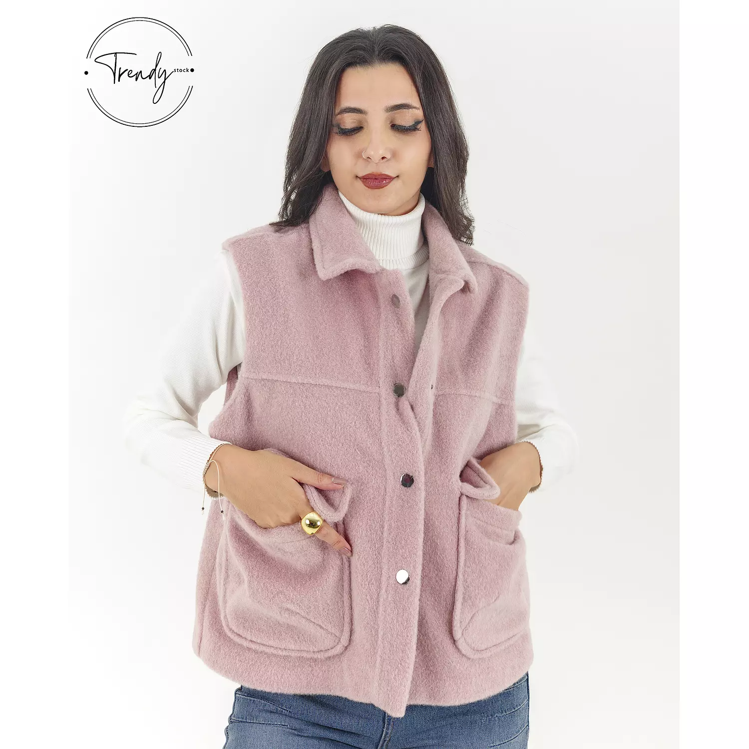 Wool Cut Pocket Pink Vest 2