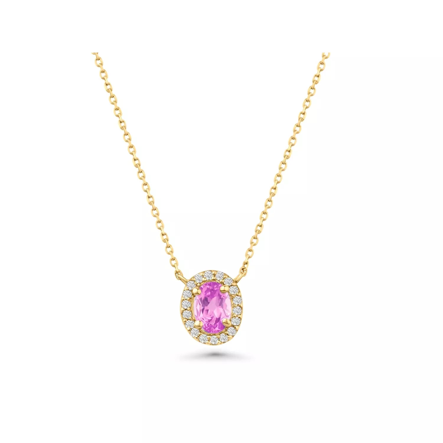 Pink Sapphire And Diamond Oval Pendant - NP18 hover image