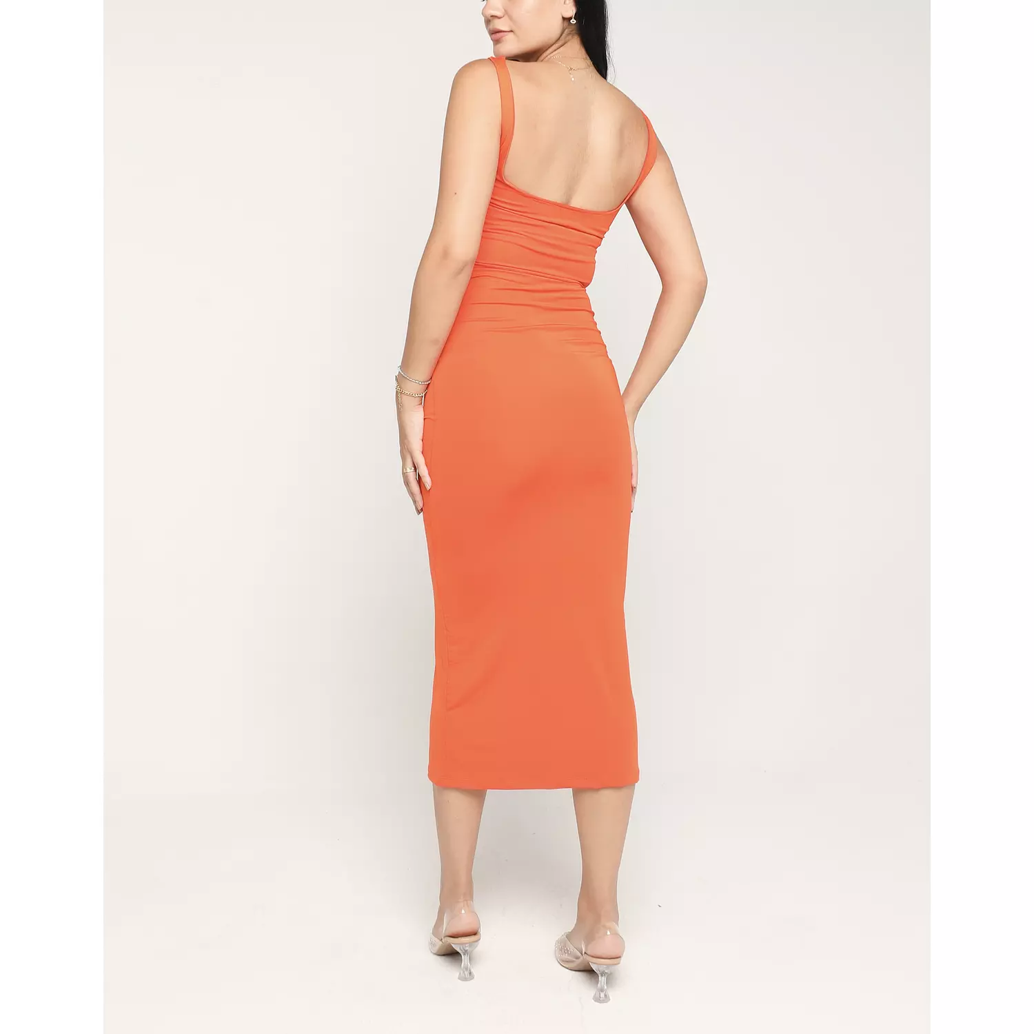 SQUARE-NECK MIDI DRESS 1