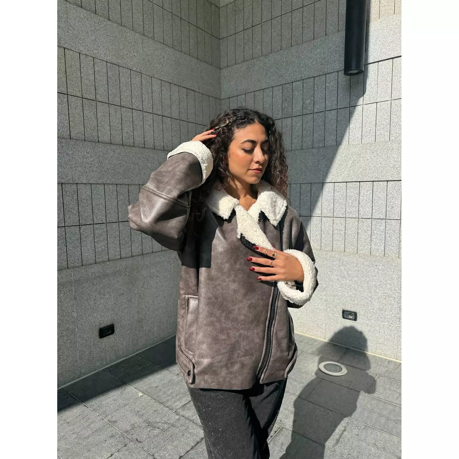 Stonewashed Oversized Leather Jacket 8