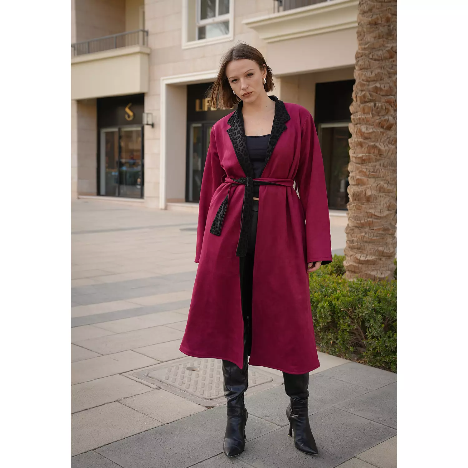 Double face leopard burgundy coat 6