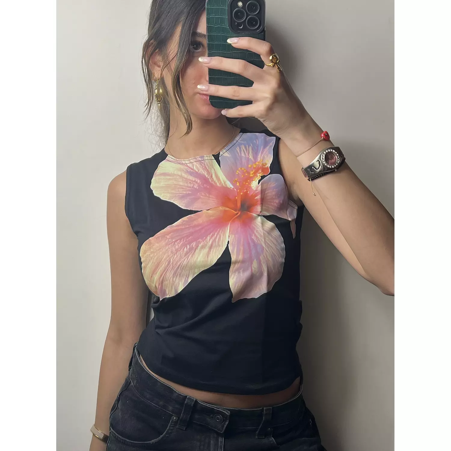 Hibiscus top in black hover image