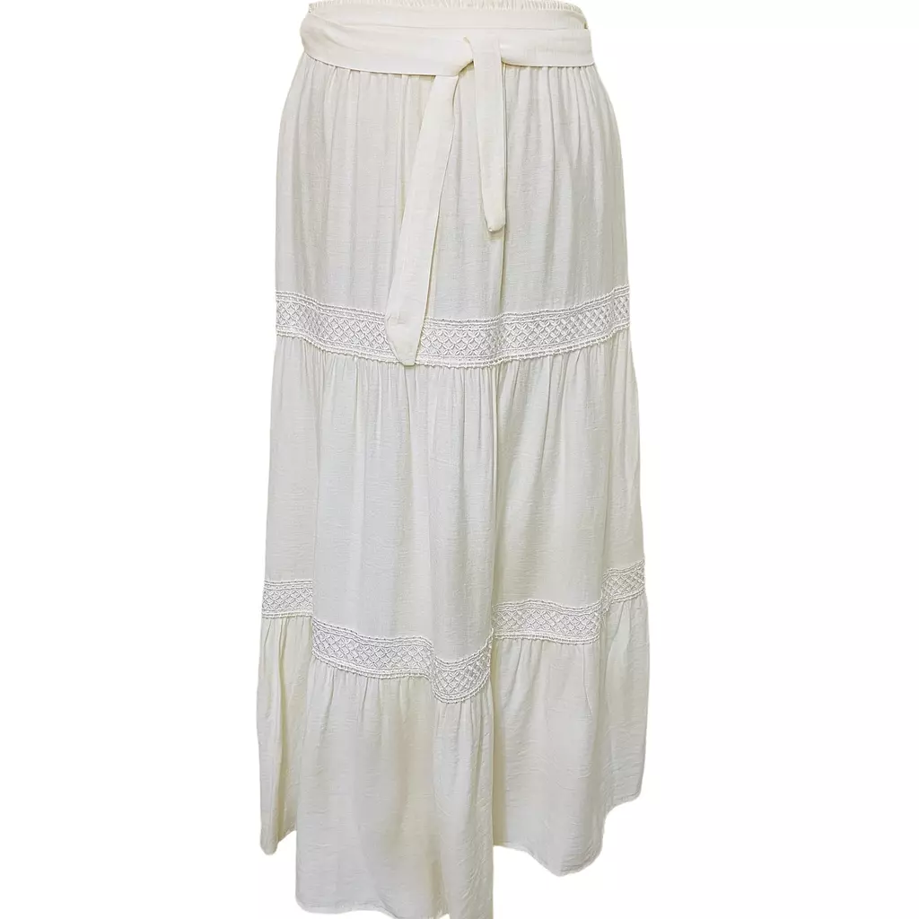 White Cotton Linen Skirt with Joubert Strap