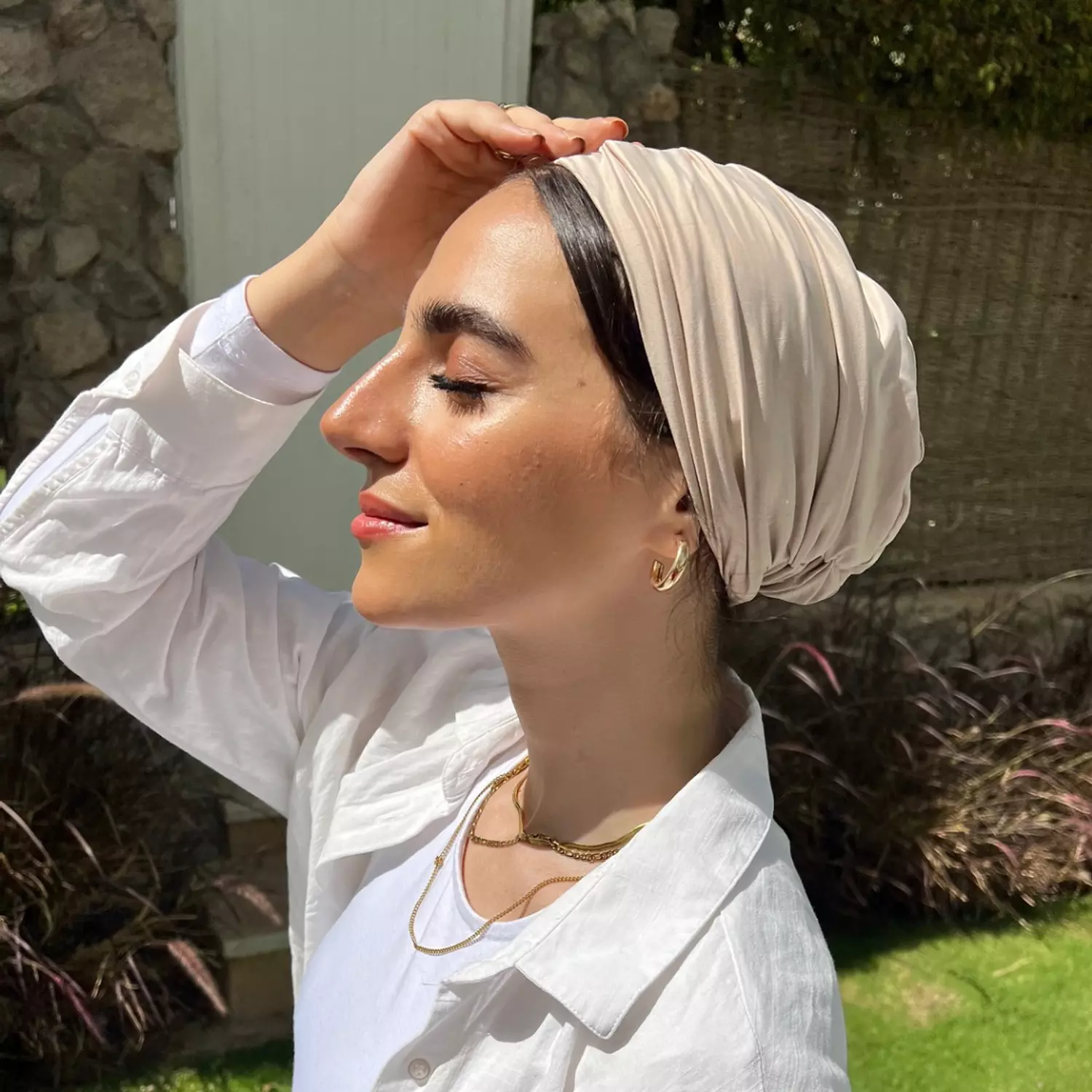 The daisy beige turban  0