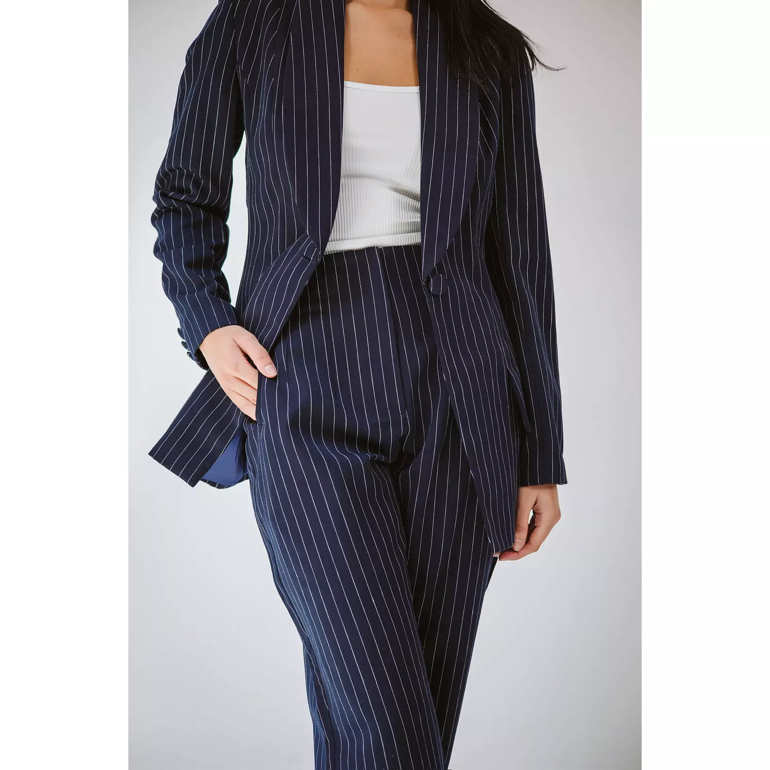 ELITE FITTED SUIT ~ Striped blue  15