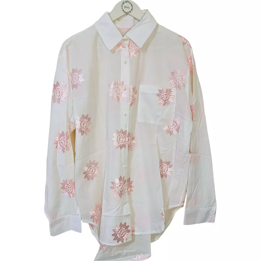 The White Shirt with flower pattern