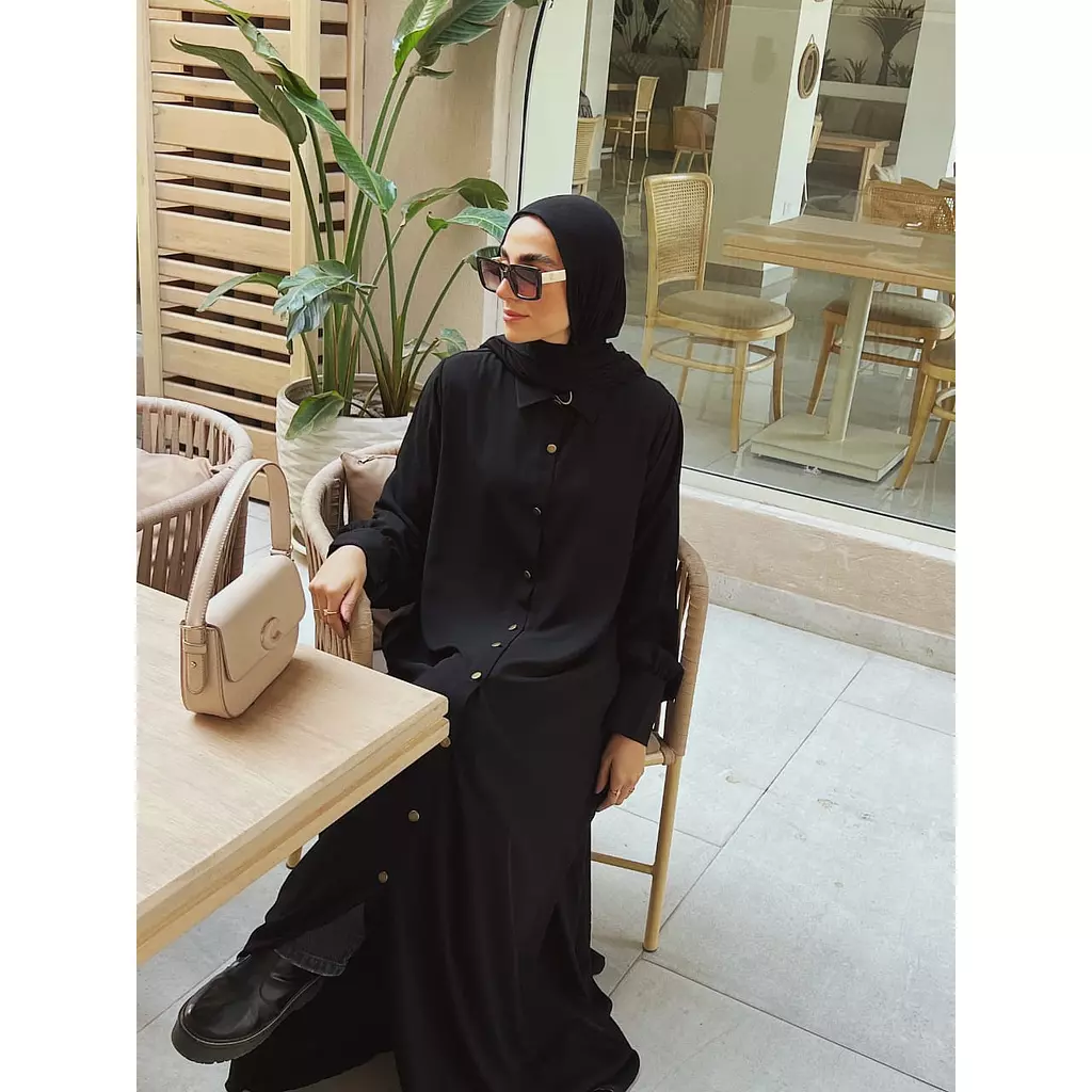 golden buttons abaya shirt dress