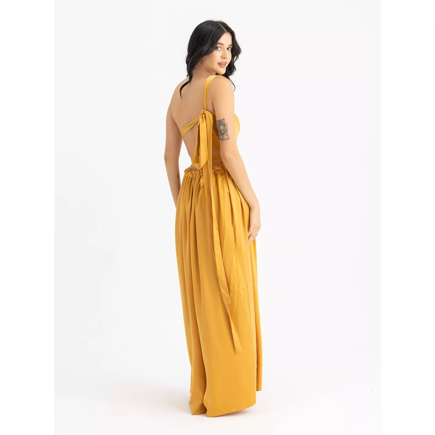 The SOKO satin backless one shoulder top (Copy) hover image