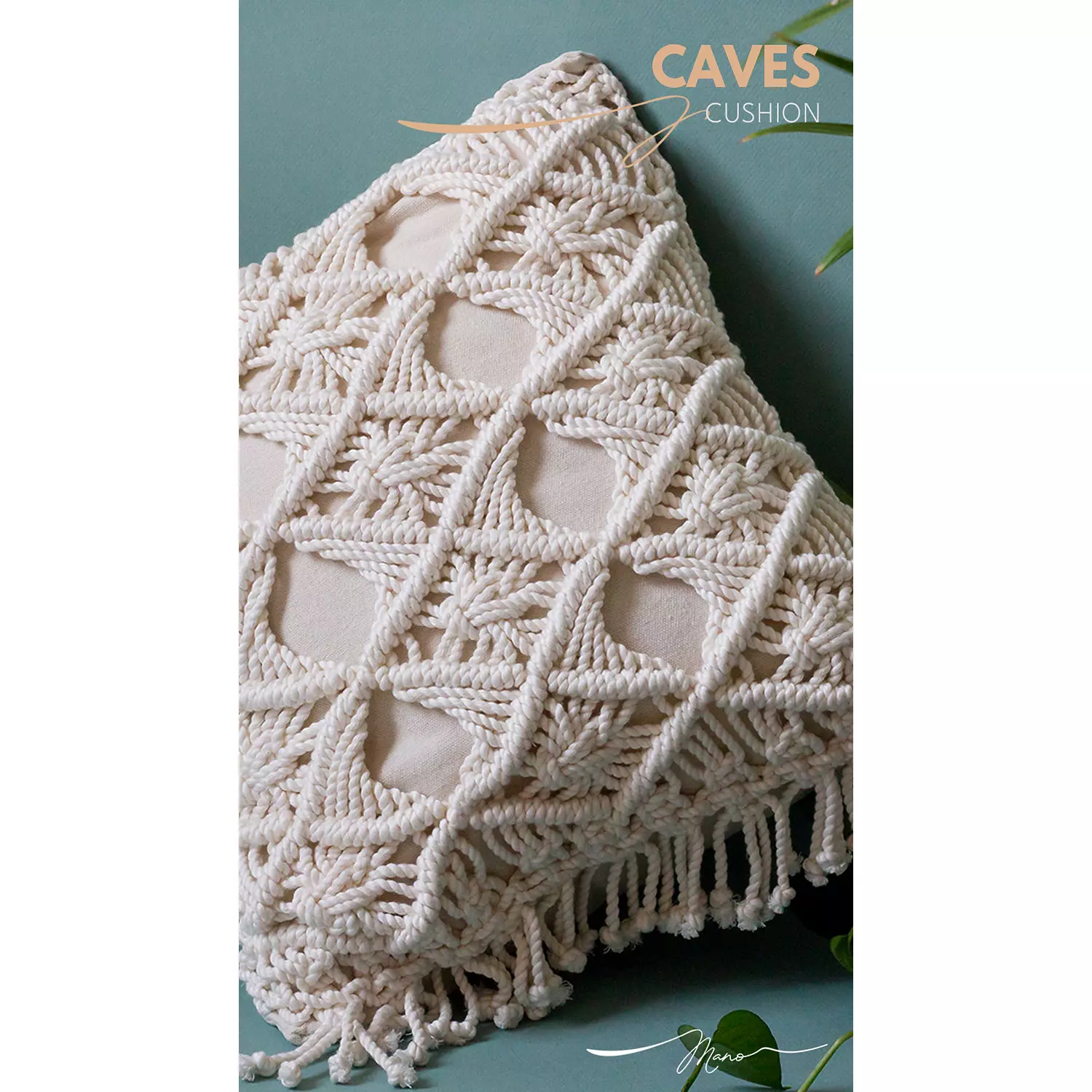 Caves Cotton Macrame Cushion 1