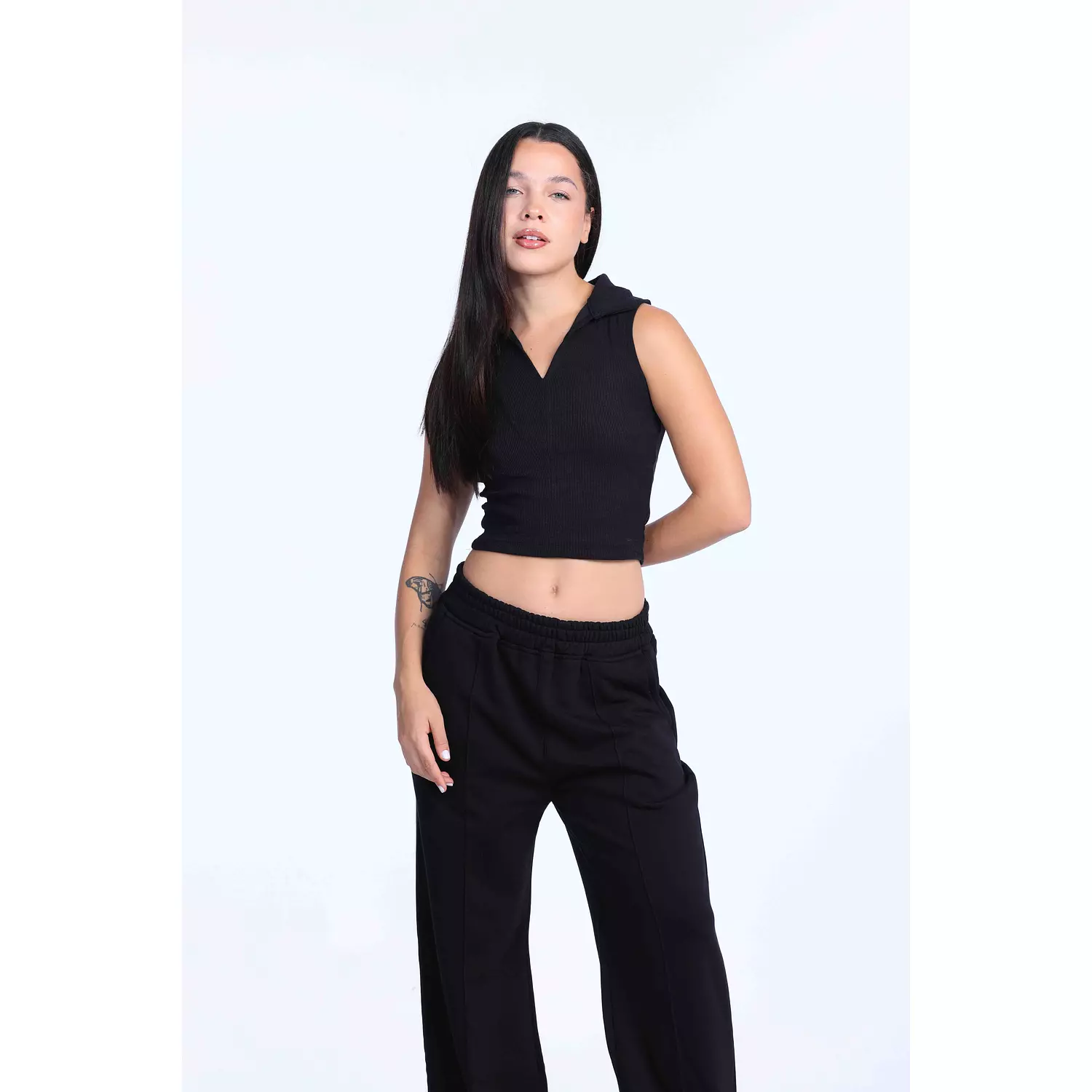 Black Cut polo basic Top   1