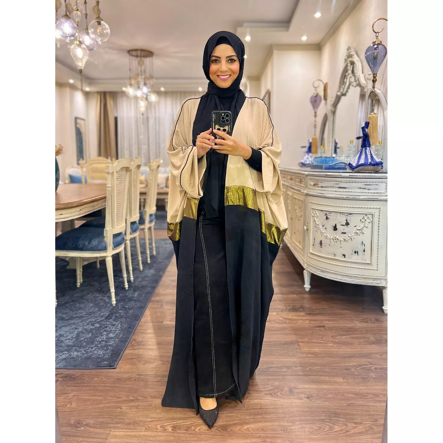 Black & Gold Abaya 2