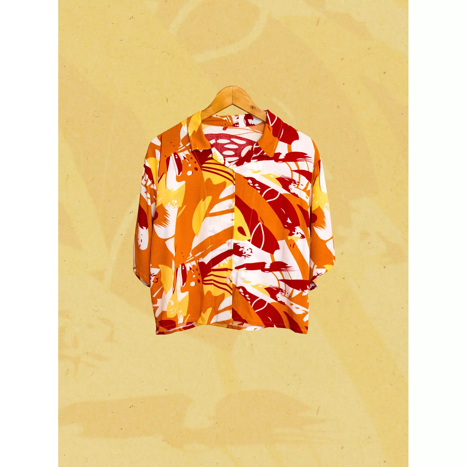 Warm Colored Cropped Viscose Shirt hover image