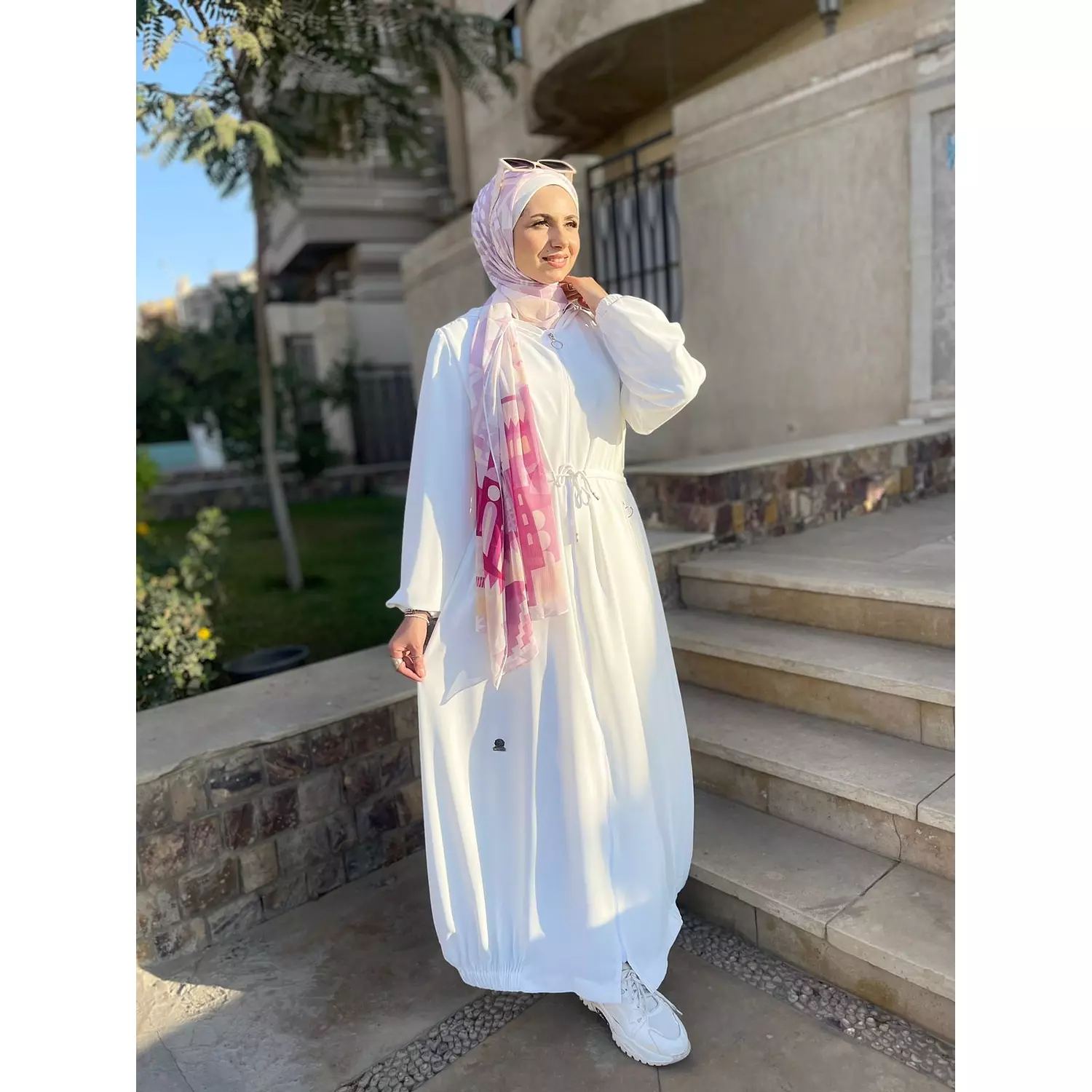 White Crepe Abaya 2