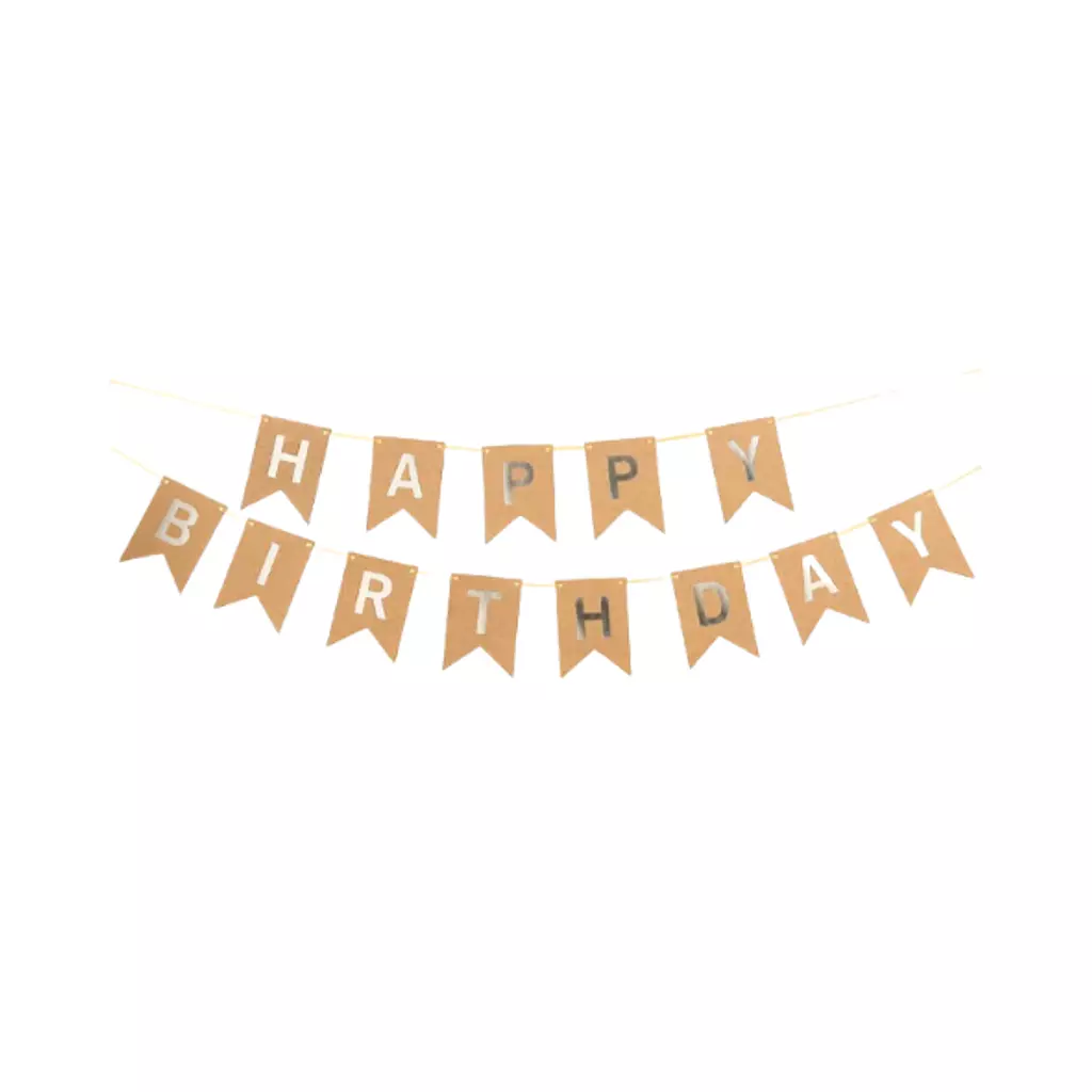 Beige Happy Birthday Garland