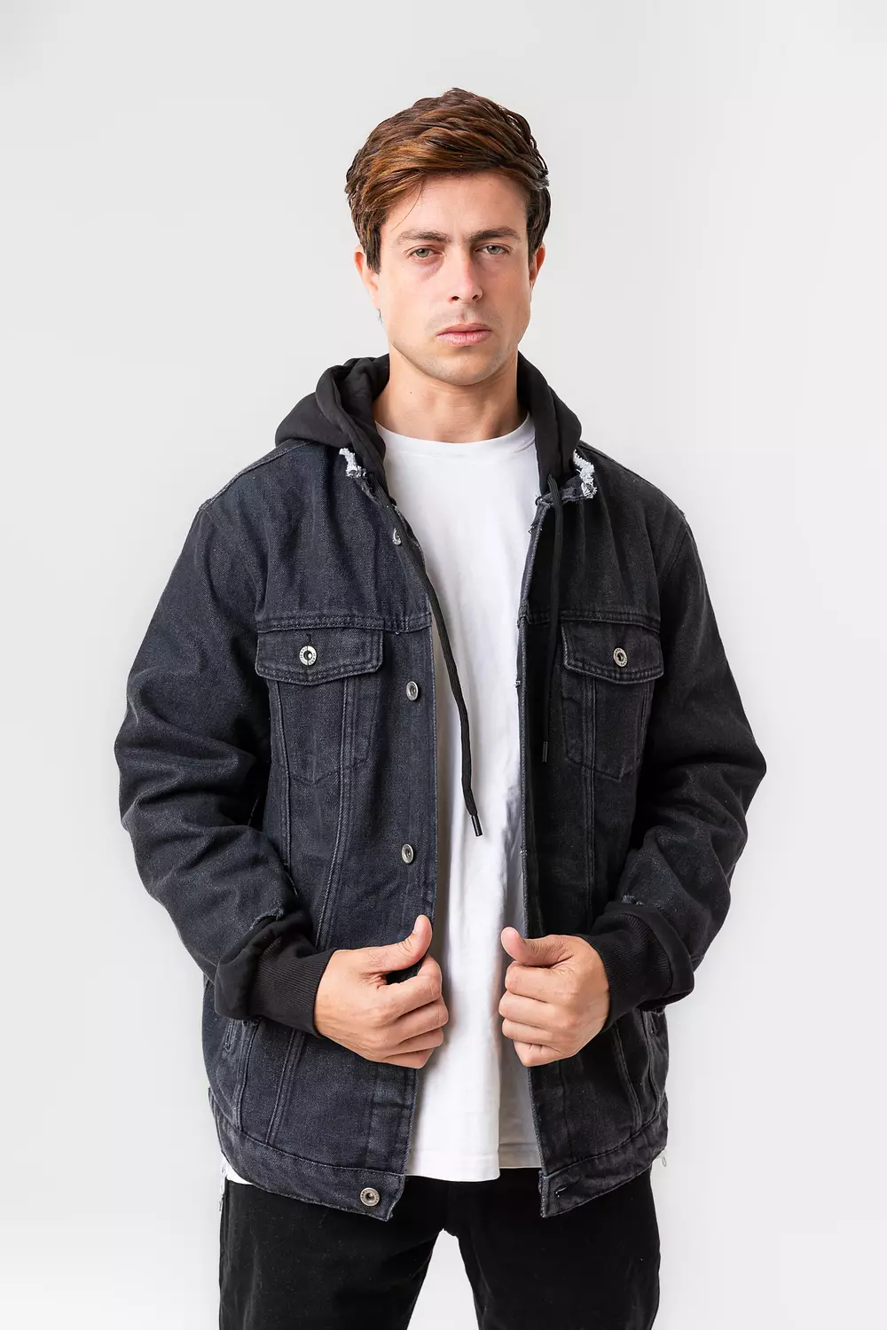 DENIM JACKET WITH JERSEY SLEEVES COVERED WITH A DENIM LAYER 5