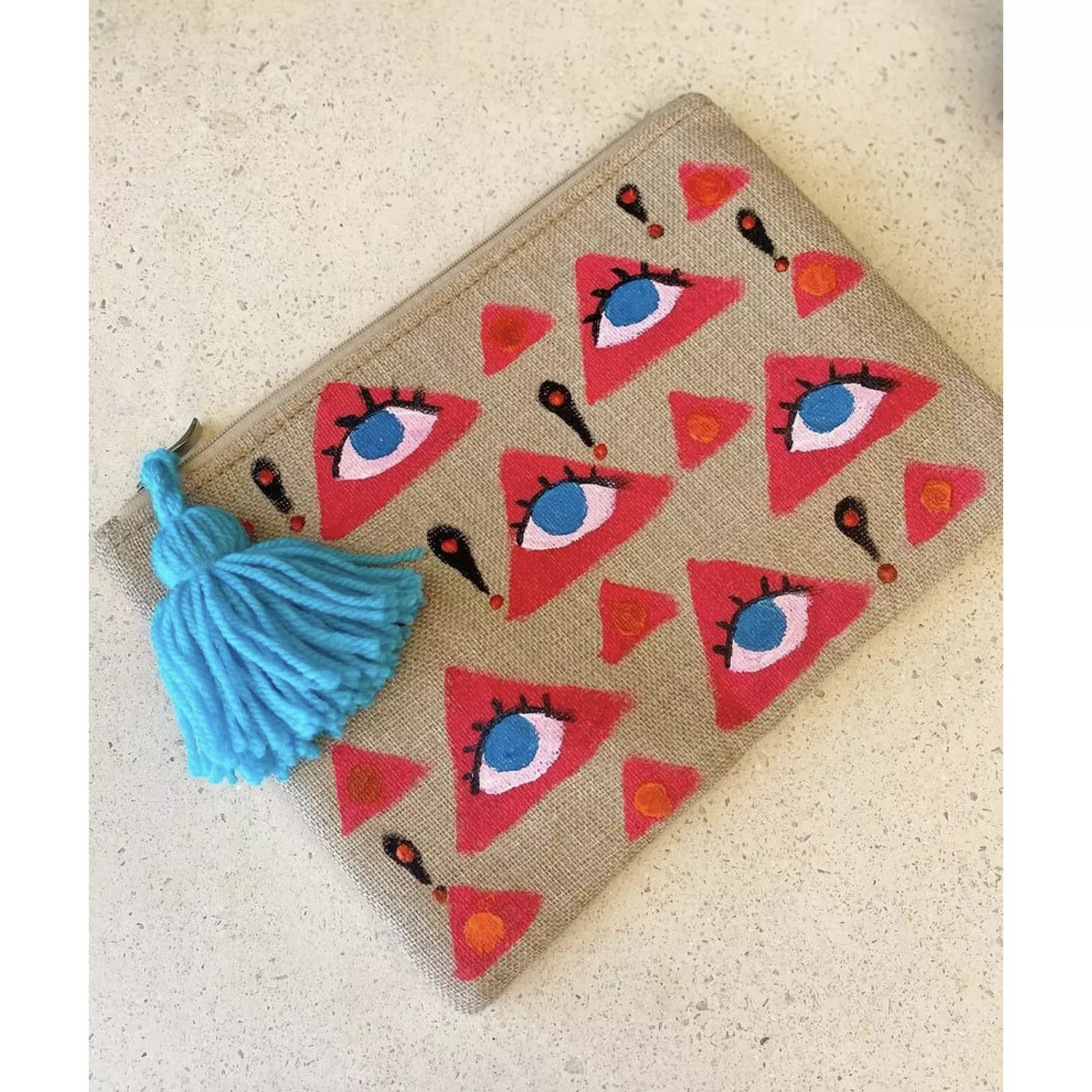 Eye in a Triangle Hand-Painted Burlap Pouch by order 3