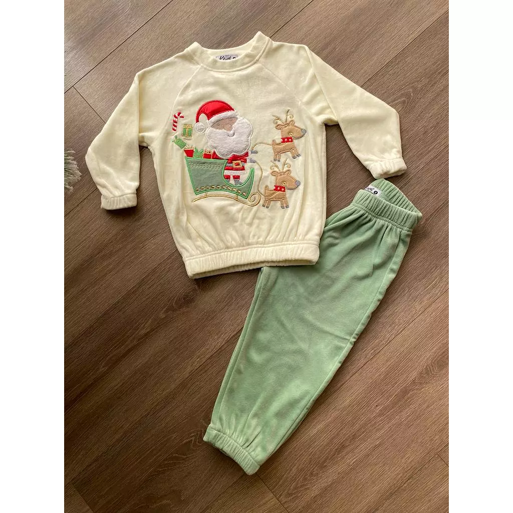 green santa christmas pajamas for kids 