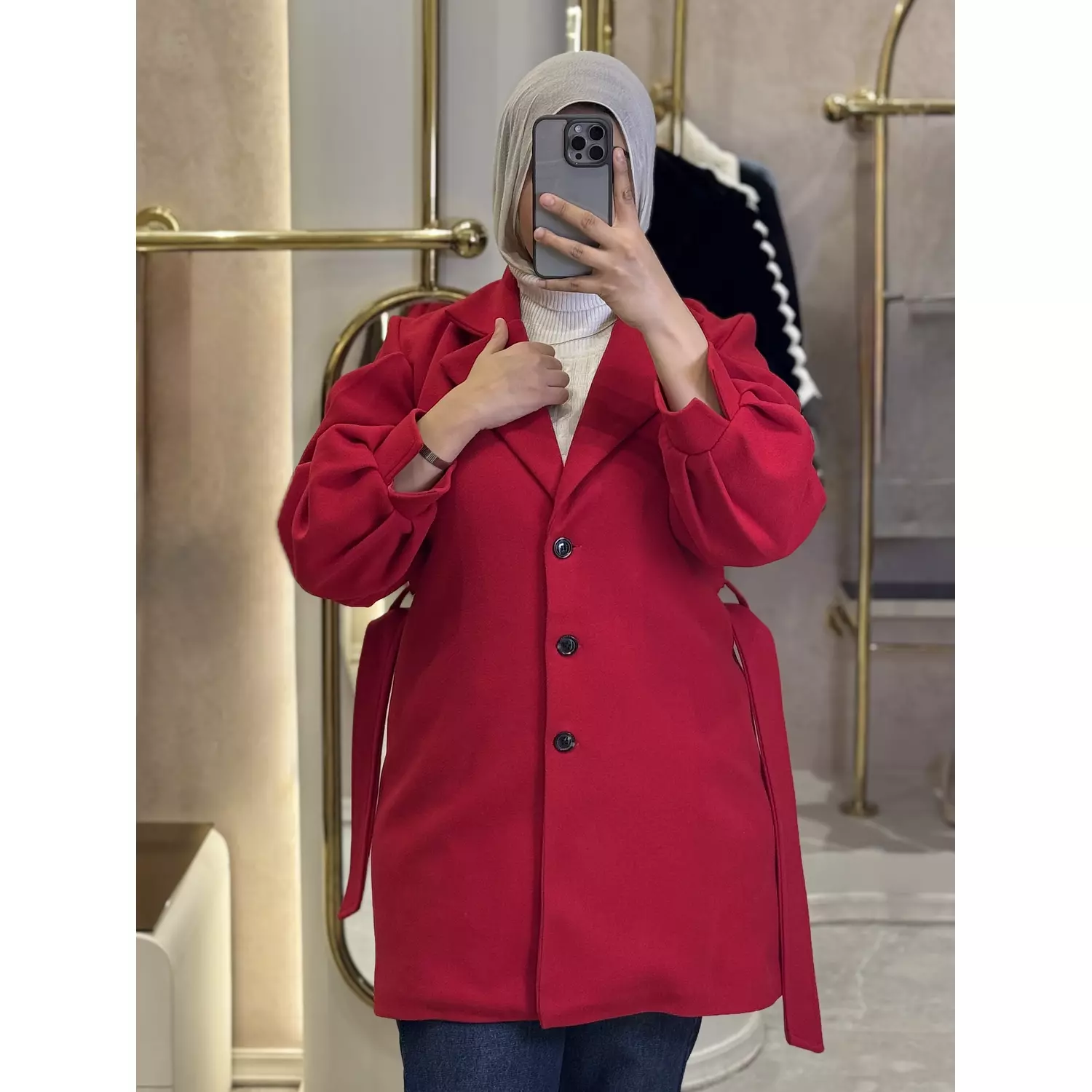  Crimson Elegance Trench Coat  1