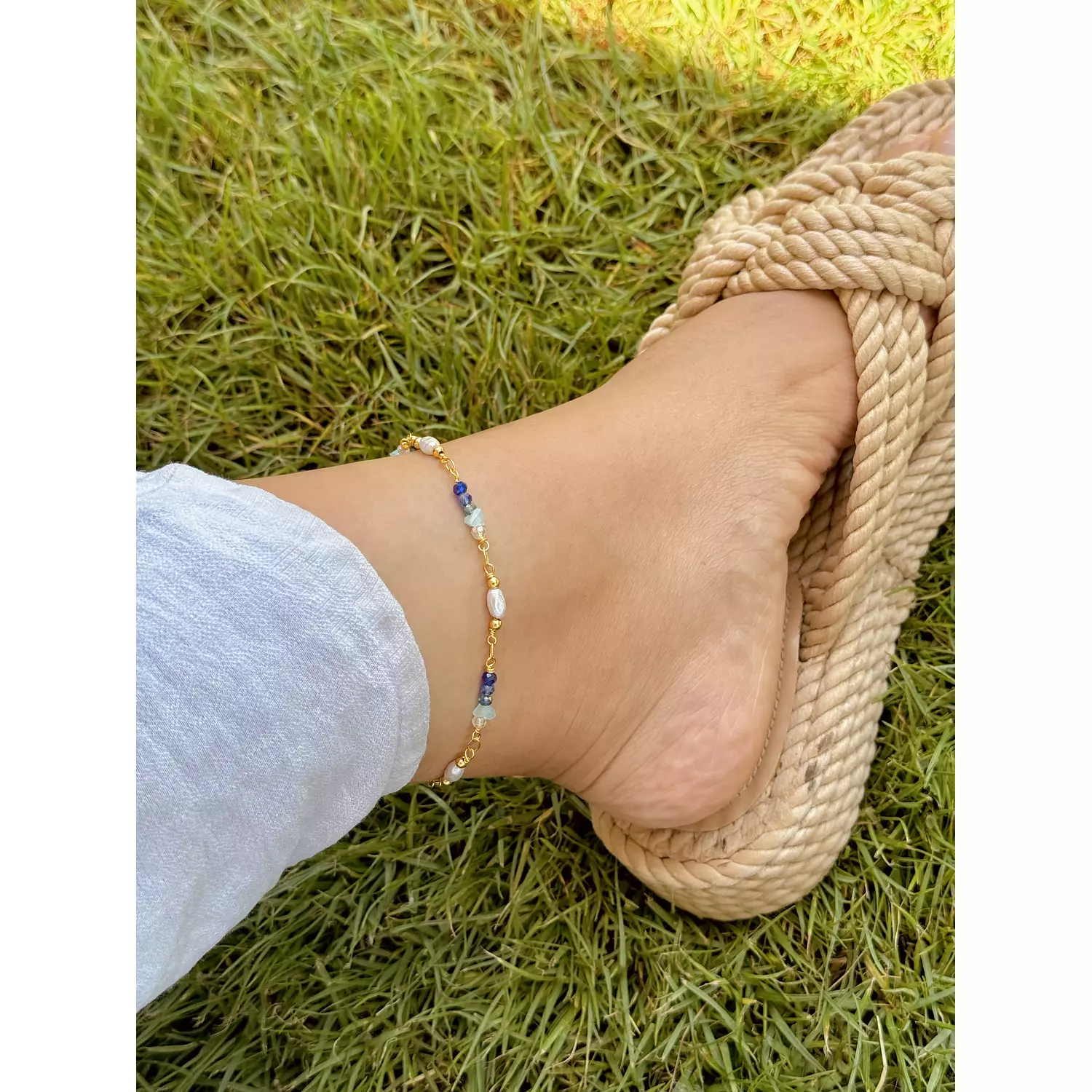 Shades of blue anklet  1