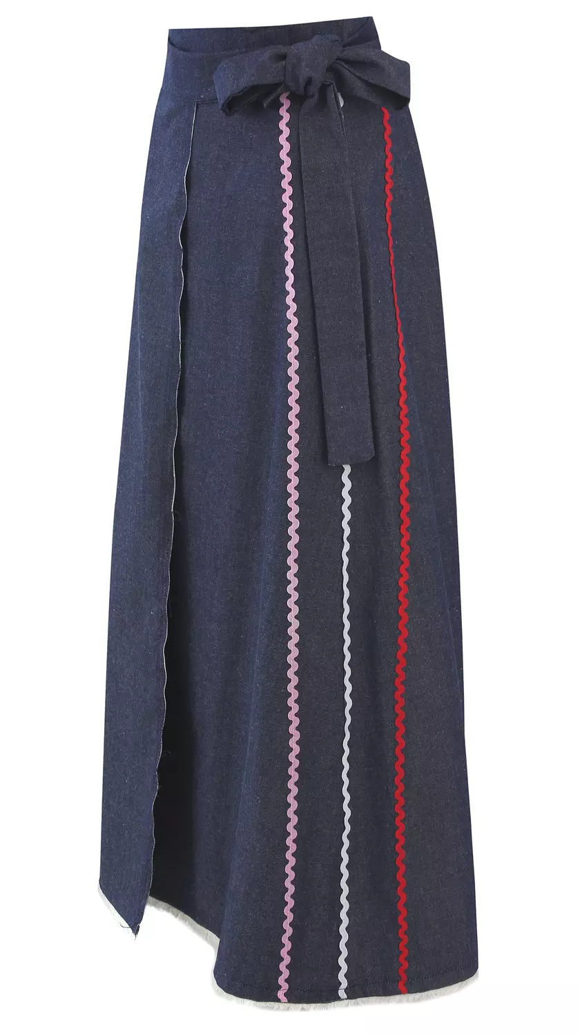 DARK DENIM ZIGZAG MIDI SKIRT-2nd-img