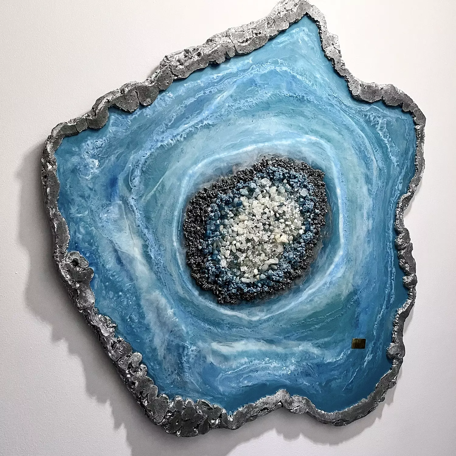 Turquoise & silver agate painting 2