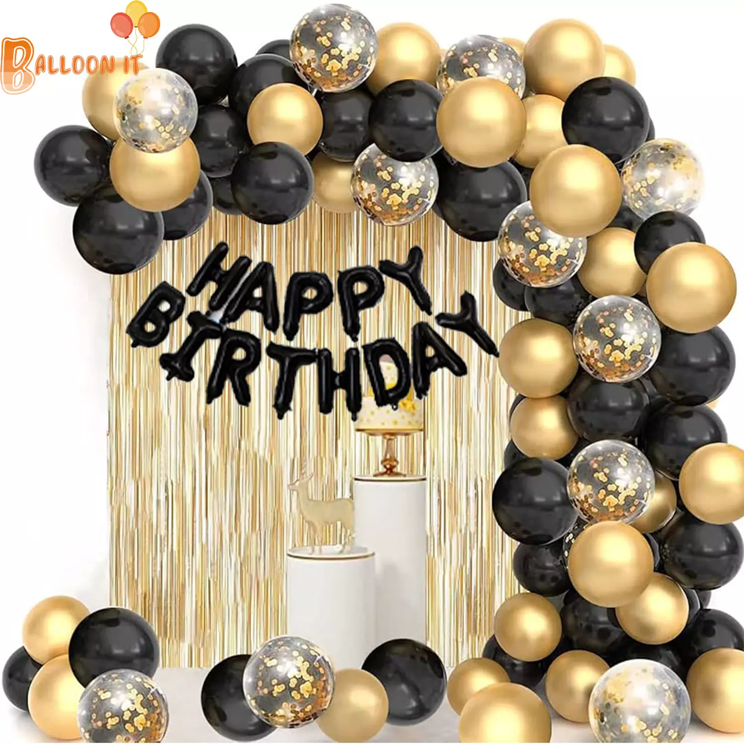 66 pcs Black Gold Balloon arch Garland kit. hover image