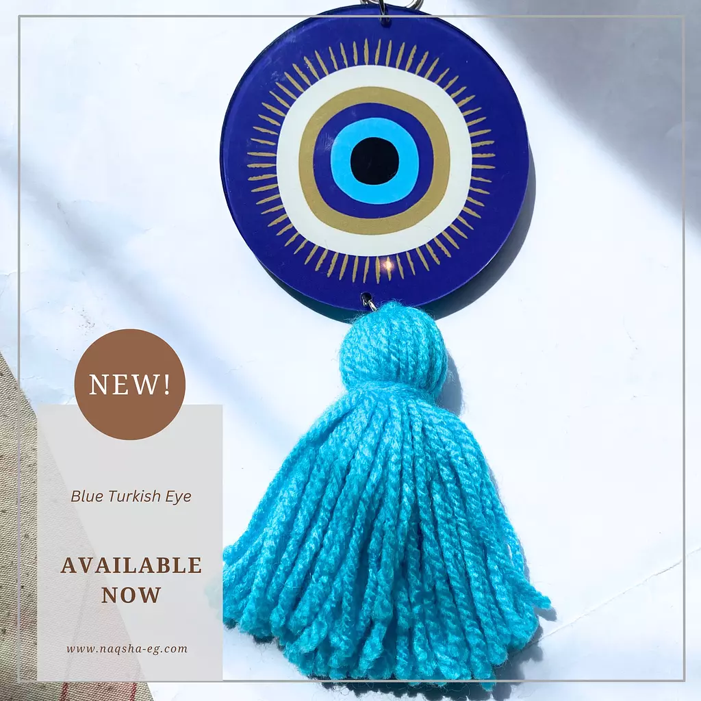 Blue Turkish Eye Chain Holder Turquoise Tassel