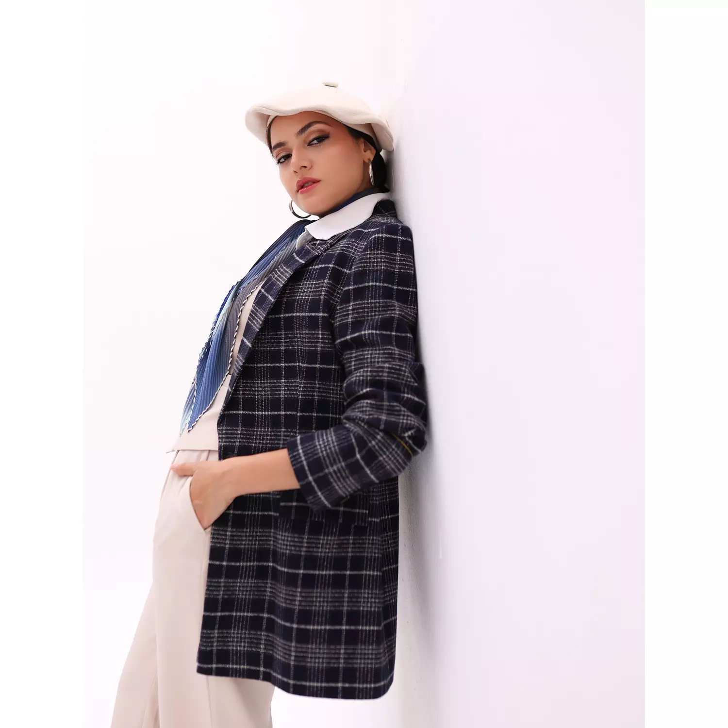 Navy blue plaid blazer  2