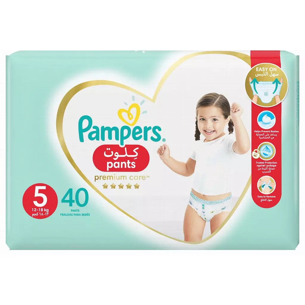 PAMPERS PREMIUM CARE PANTS (5) 40 PANTS