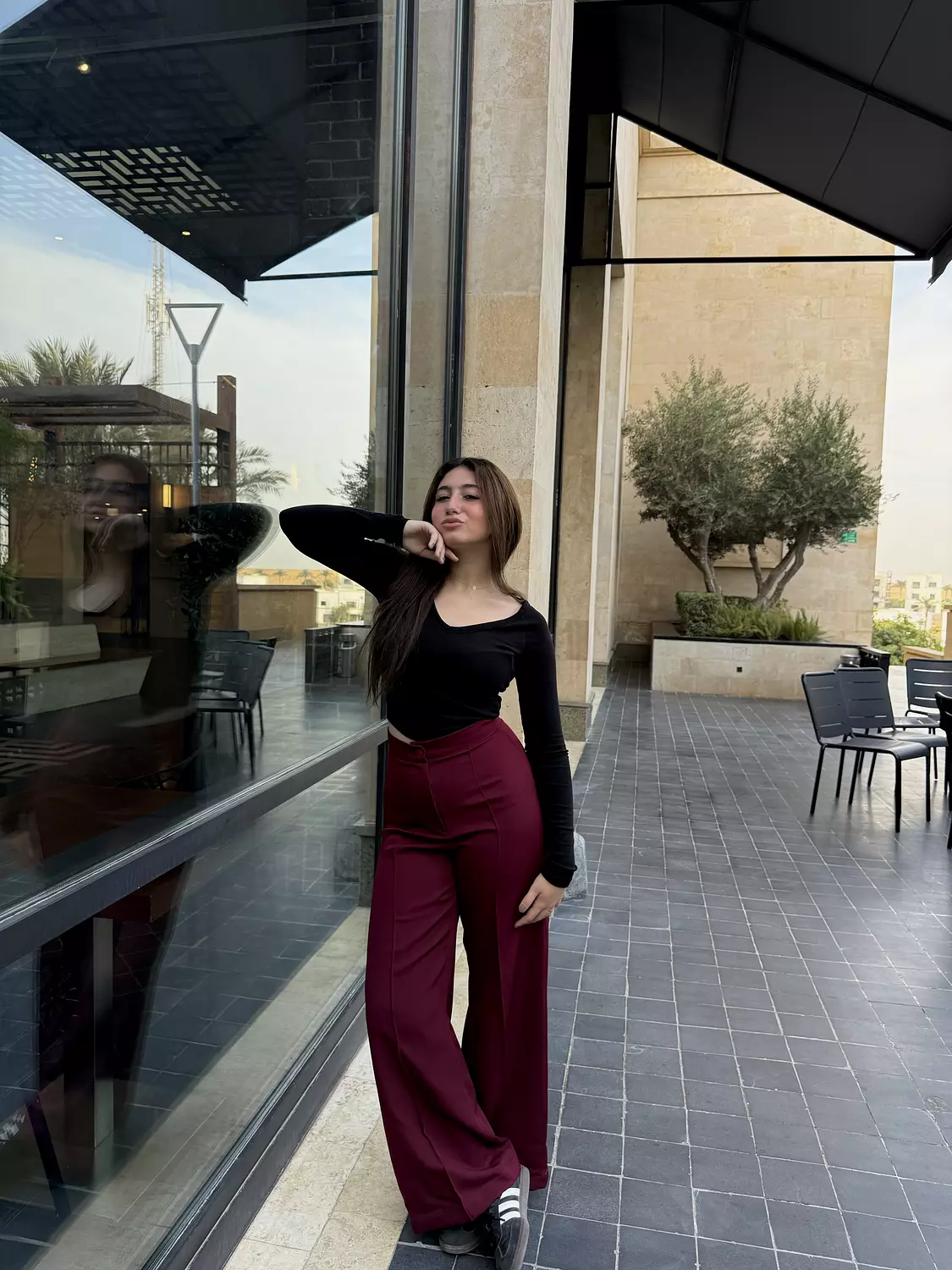 Burgundy trousers  2