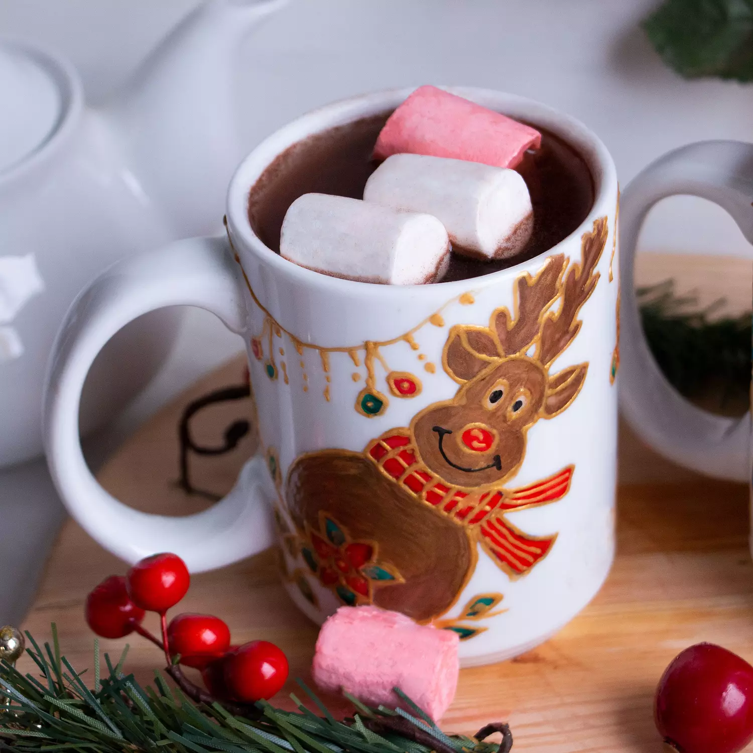 Chrsitmas Deer Porcelain Mug hover image