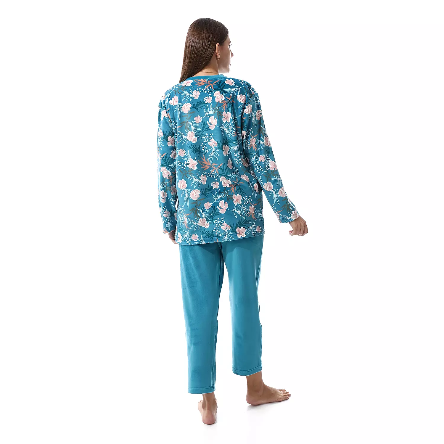 Shorto Women Fleece Flower PJ - Turquoise -2659 - 024  5