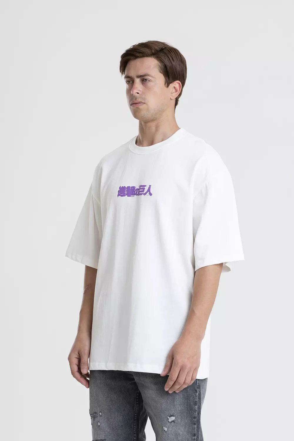 OVERSIZED COTTON T-SHIRT WTH CONTRST PRINT BACK & FRONT 4