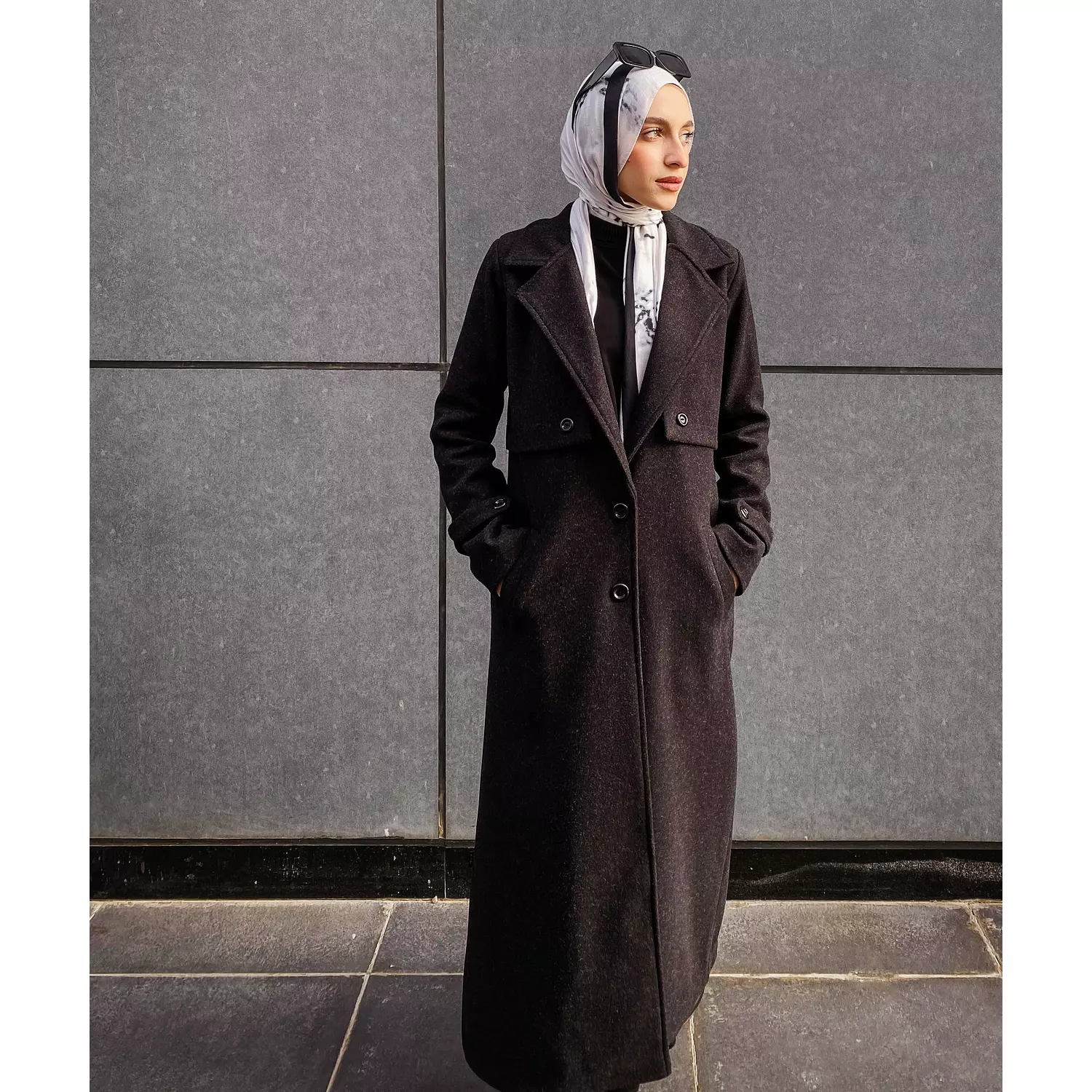 Essential Wool Coat in Black hover image