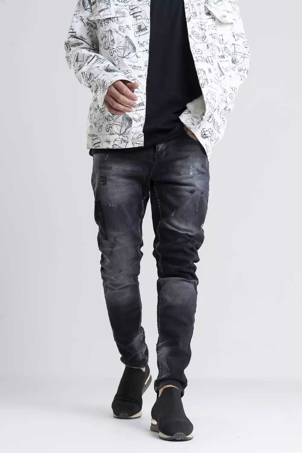 Cool Designer Black Jeans Slim Fit hover image