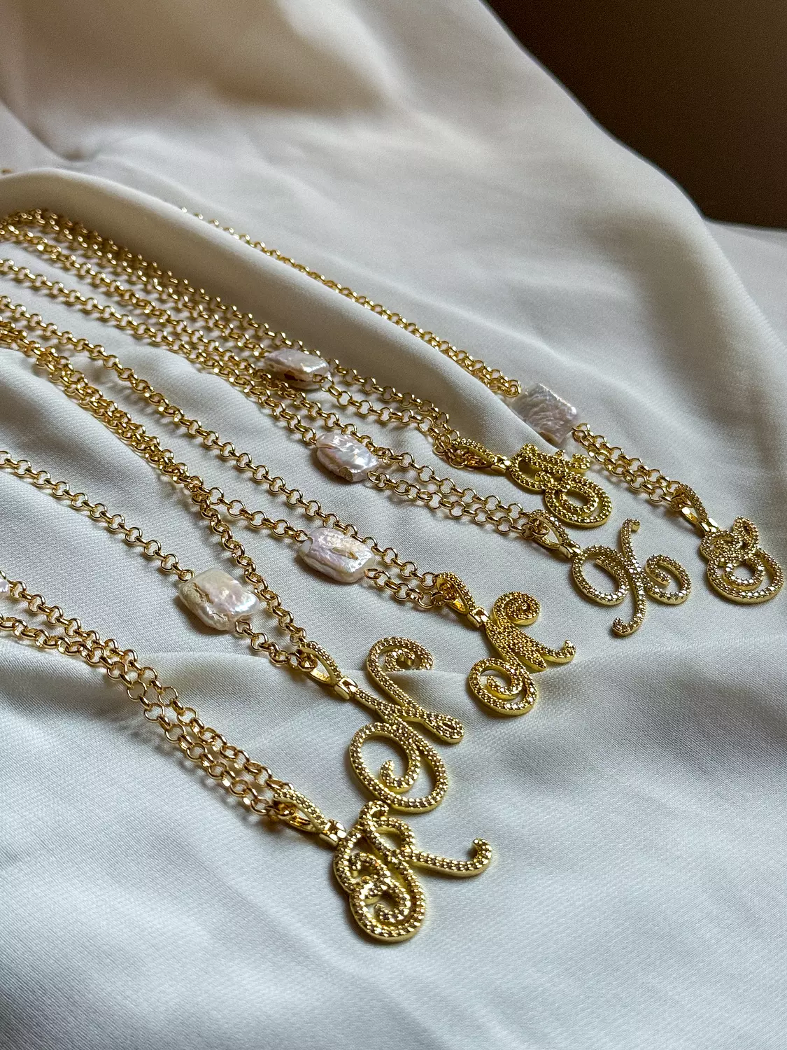 Gold Initial/Pearl Necklace ( By Order ) 1