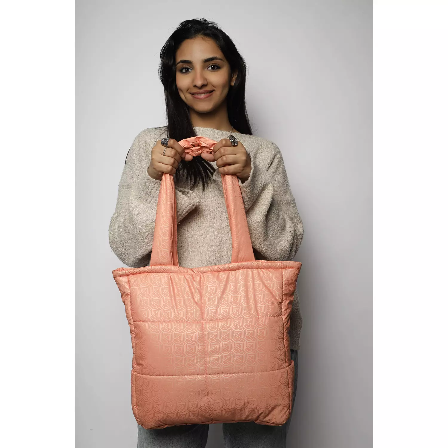 The Quilted Peach Tote bag hover image