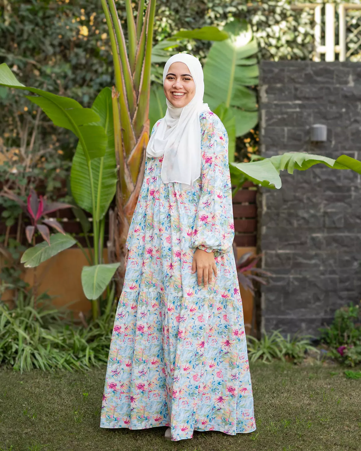 Mint Floral Crepe Dress hover image