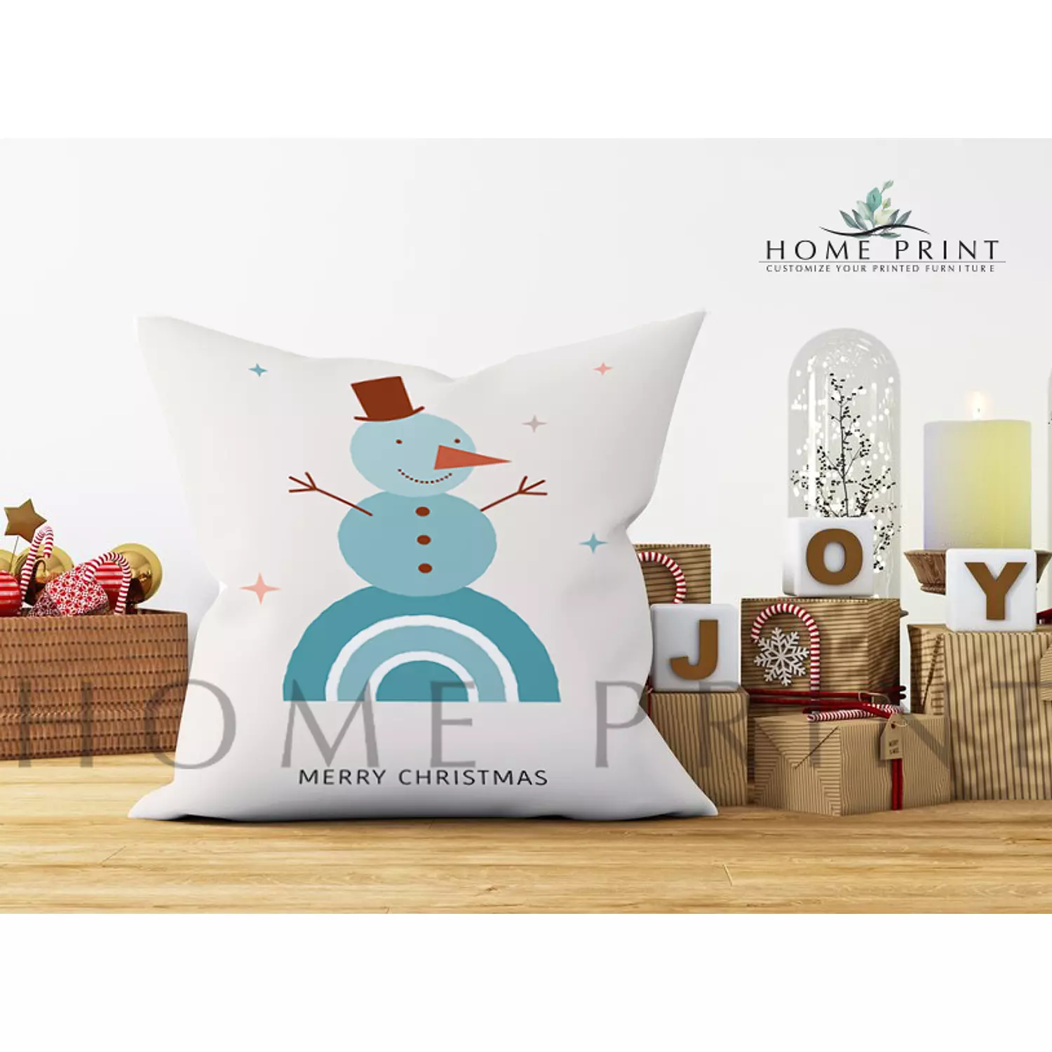 Snowman Christmas cushion hover image