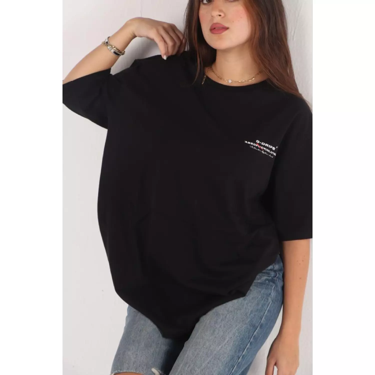 Absof*ckinlutely printed oversized T-shirt Black hover image
