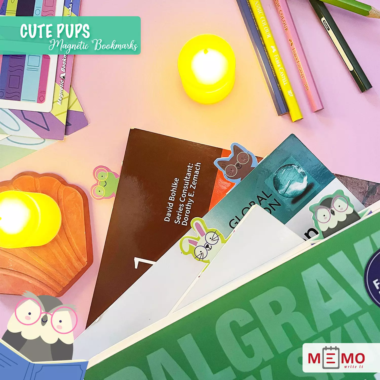 Memo Cute Pups Magnetic Bookmarks (4 pcs) 5