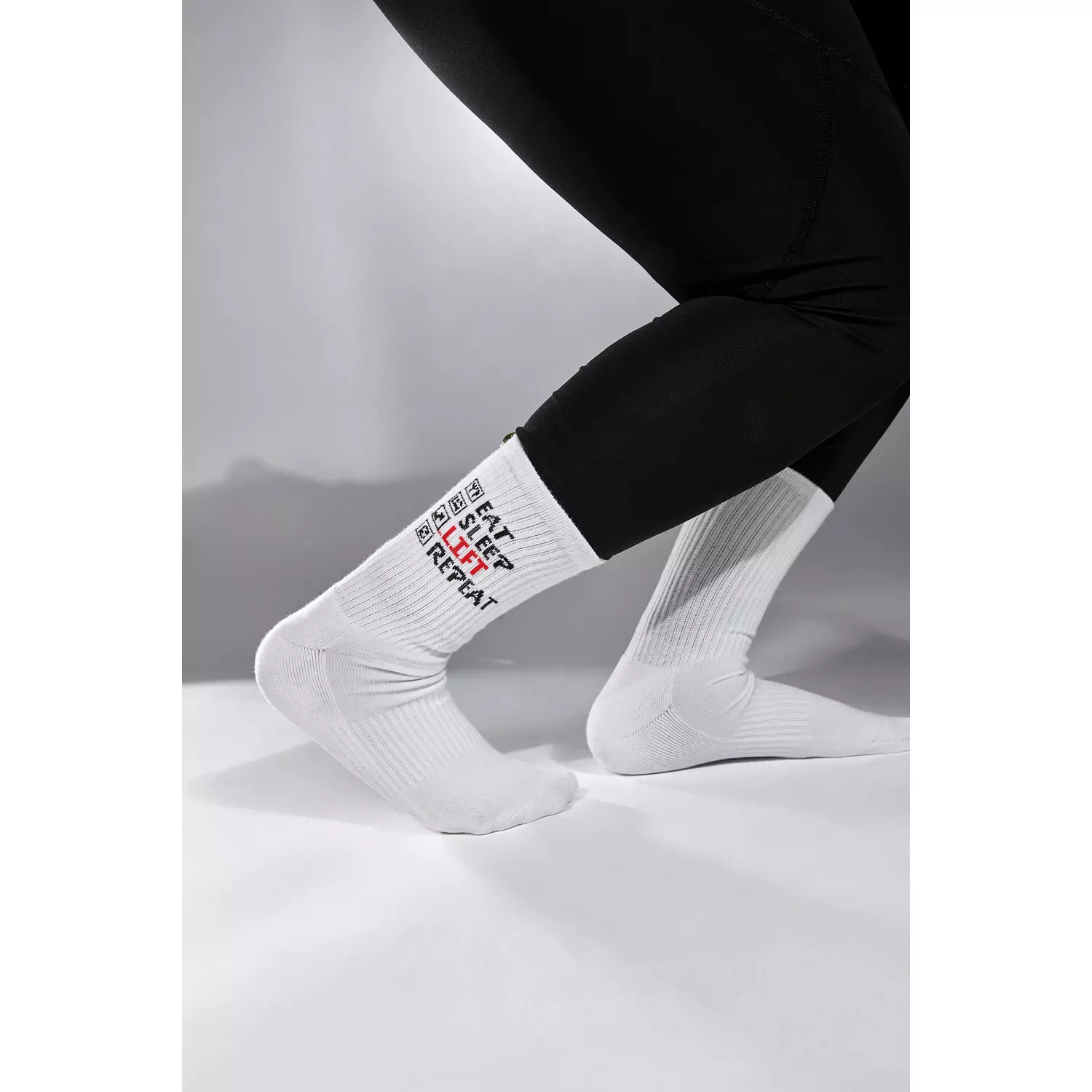 “EAT - SLEEP - LIFT - REPEAT” SOCK IN WHITE 4