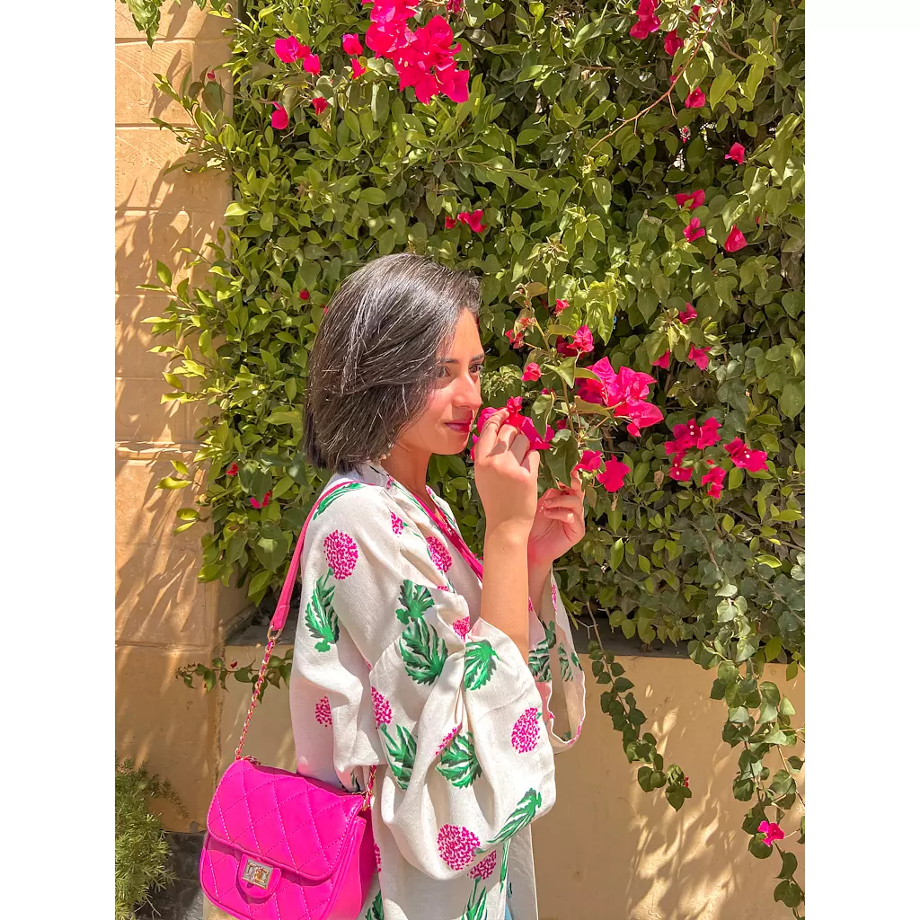 Linen Fuchsia Marigold Kimono 