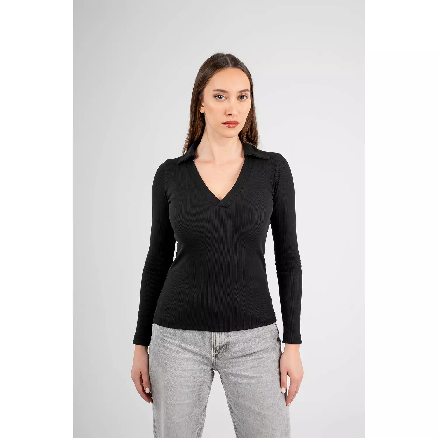 V-Neck Ribbed Top  hover image