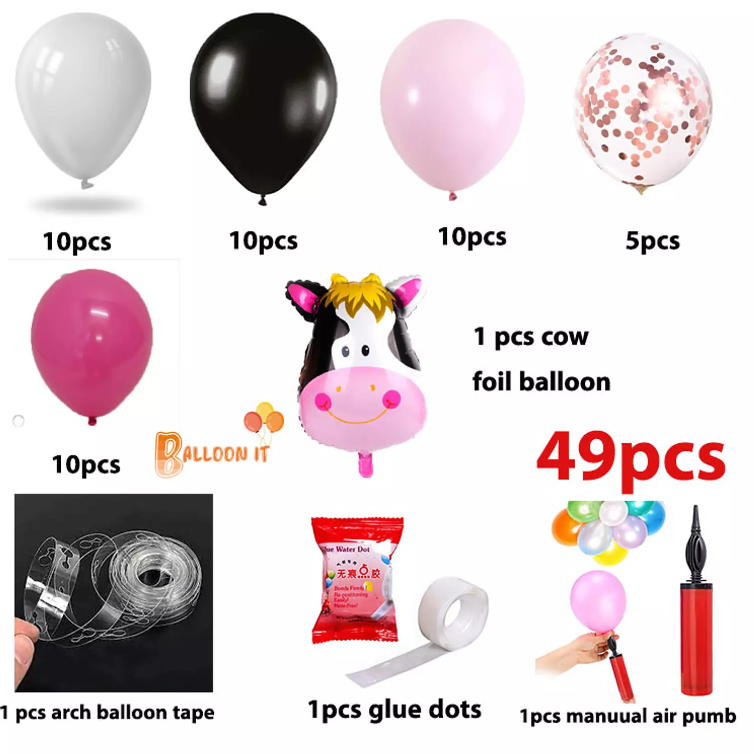 49 PCS Cow  arch balloon  1